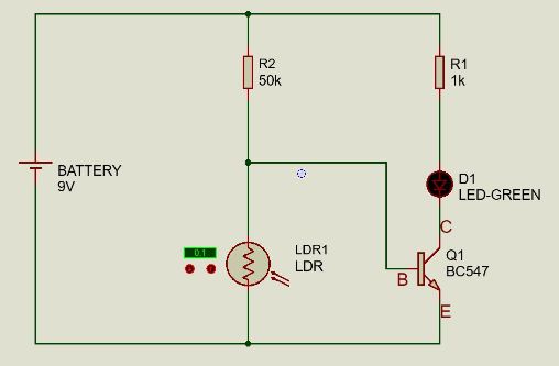 LDR Darkness sensor circuit