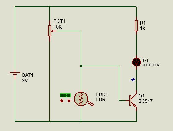 LDR circuit with potentiometer