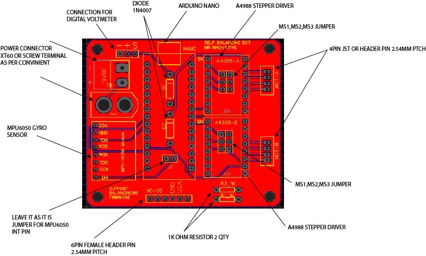 self balancing robot pcb details