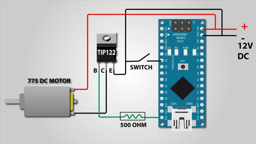 Arduino TIP122 DC MOTOR CONTROL