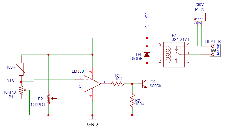 LM358 temperature control circuit